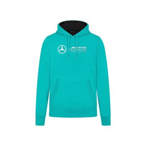 Mercedes AMG Petronas pánská mikina s kapucí Logo Ultra Teal F1 Team 2024 Stichd 701227033002225