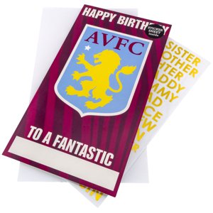 Aston Villa narozeninové přání se samolepkami Personalised Birthday Card TM-03878