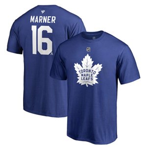 Toronto Maple Leafs pánské tričko blue #16 Mitch Marner Stack Logo Name & Number Fanatics Branded 60807