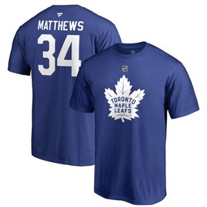 Toronto Maple Leafs pánské tričko blue #34 Auston Matthews Stack Logo Name & Number Fanatics Branded 61290