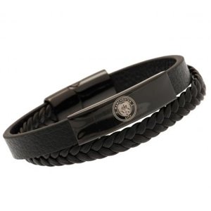 Manchester City kožený náramek Black IP Leather Bracelet m30lbsmac