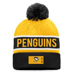 Pittsburgh Penguins zimní čepice Authentic Pro Game & Train Cuffed Pom Knit Black-Yellow Gold Fanatics Branded 104979