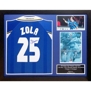 Legendy zarámovaný dres Chelsea FC 1998 Zola Signed Shirt (Framed) TM-04643