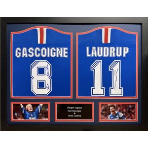 Legendy zarámované dresy Rangers FC 2020-2021 Laudrup & Gascoigne Signed Shirts (Dual Framed) TM-04684