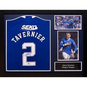 Legendy zarámovaný dres Rangers FC 2022-2023 Tavernier Signed Shirt (Framed) TM-04685