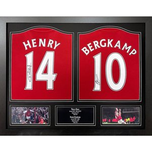 Legendy zarámované dresy Arsenal FC 2020-2021 Bergkamp & Henry Signed Shirts (Dual Framed) TM-04780