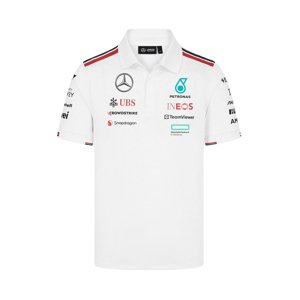Mercedes AMG Petronas pánské polo tričko Driver White F1 Team 2024 Stichd 701227948001230