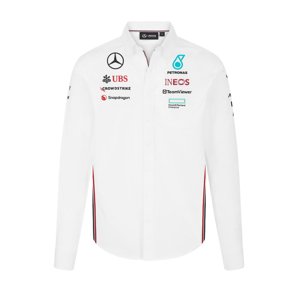 Mercedes AMG Petronas pánská košile Driver White F1 Team 2024 Stichd 701227947001225