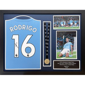 Legendy zarámovaný dres Manchester City FC 2021-2022 Rodri Signed Shirt & Medal (Framed) TM-04982